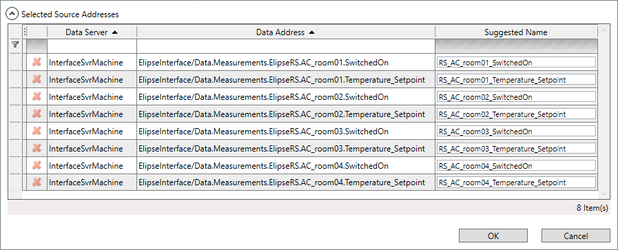 Grid Selected Source Addresses