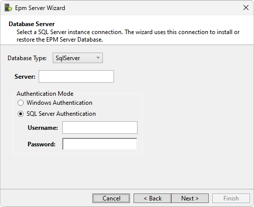 Janela para selecionar uma instância do SQL Server