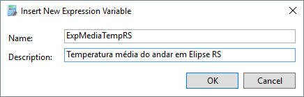 Janela para inserir uma Expression Variable