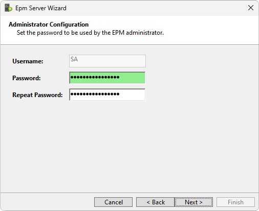 Configuração da senha do administrador