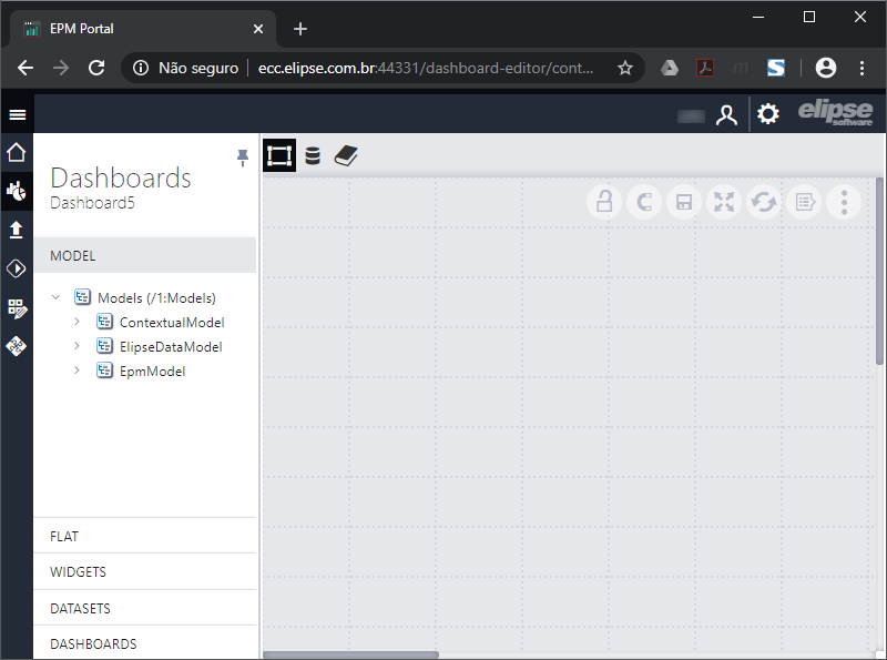 Área de edição e visualização de um Dashboard Área de edição e visualização de um Dashboard