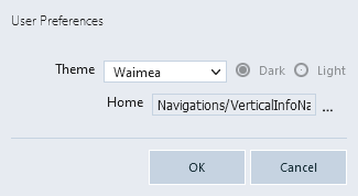 Janela de preferências do usuário Janela de preferências do usuário