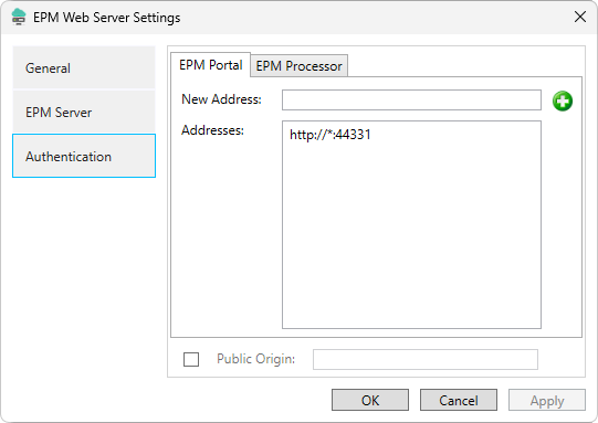 Autenticação para o EPM Portal