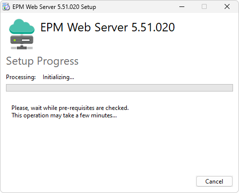Progresso da verificação de pré-requisitos