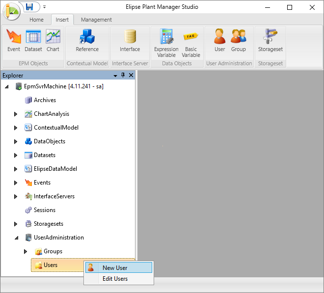 Opção New User Opção New User