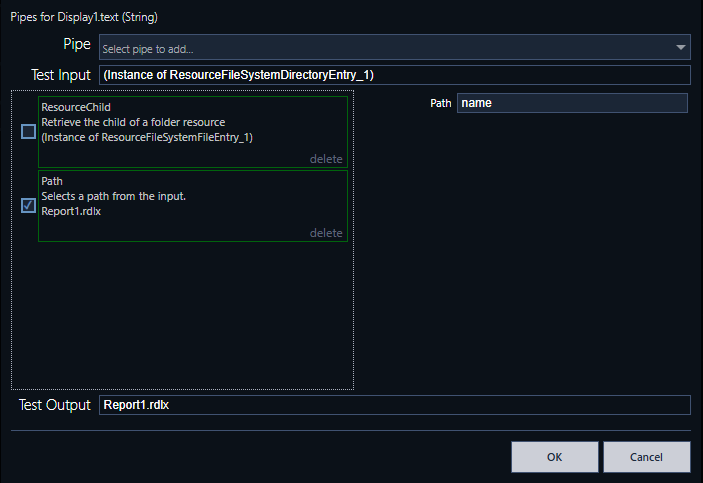 Resultado de um Pipe Path aplicado ao Pipe ResourceChild