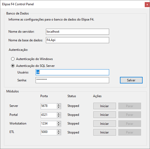 Painel de Controle do Elipse F4