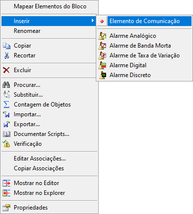 Inserindo um Elemento de Bloco de Comunicação