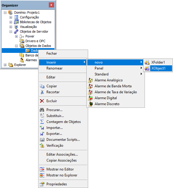 Inserindo um XObject no modo Domínio