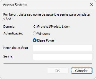 Janela de login com autenticação do Elipse Power Janela de login com autenticação do Elipse Power