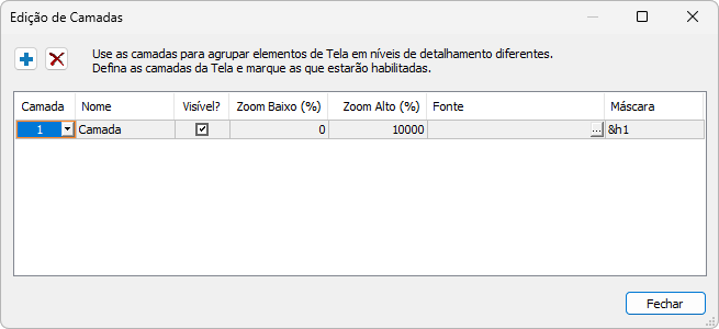 Janela Edição de Camadas Janela Edição de Camadas