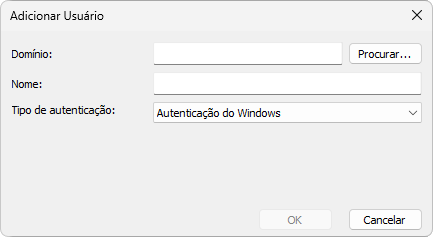 Janela Adicionar Usuário com autenticação do Windows