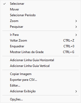 Menu contextual da área de uma Exibição Menu contextual da área de uma Exibição