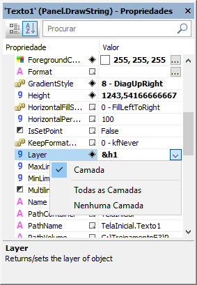 Opções da propriedade Layer