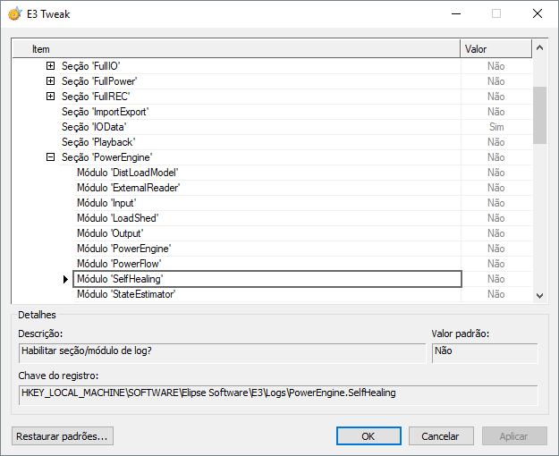 Módulo SelfHealing no E3 Tweak