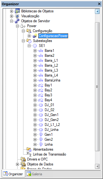 Árvore de objetos do Elipse Power