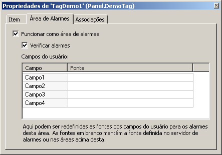 Objeto de servidor como Área de Alarme