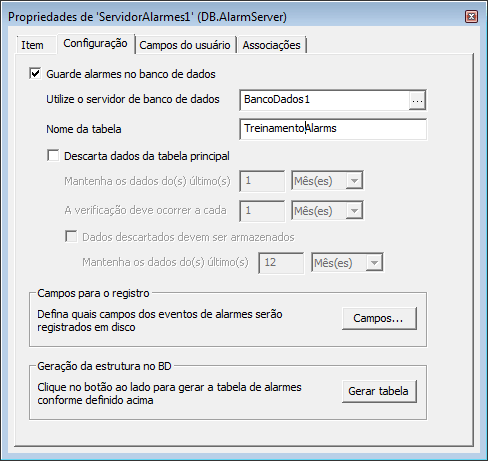 Configuração do Servidor de Alarmes