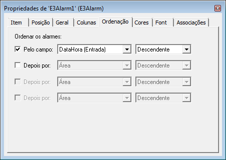 Novas opções de ordenação no E3Alarm