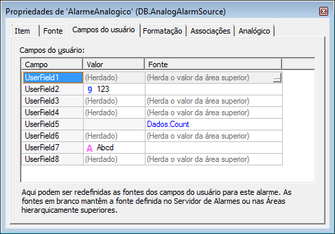 Alarme Analógico com novas opções nos Campos de Usuário