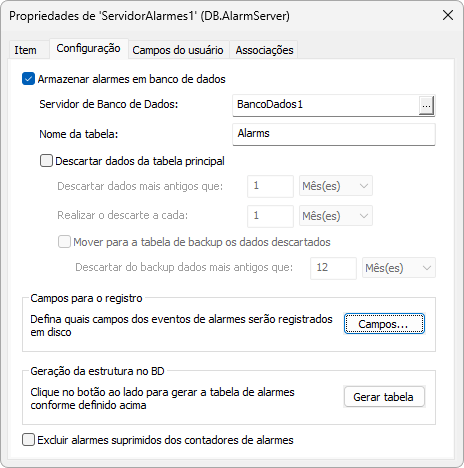 Aba Configuração