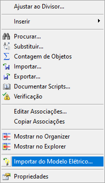Menu Importar do Modelo Elétrico