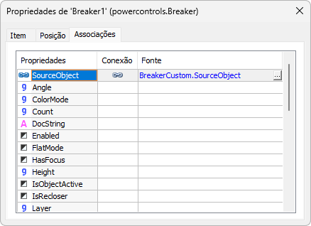 Associação com a propriedade SourceObject