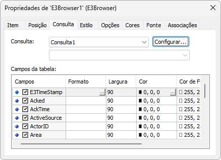 Configuração da Consulta