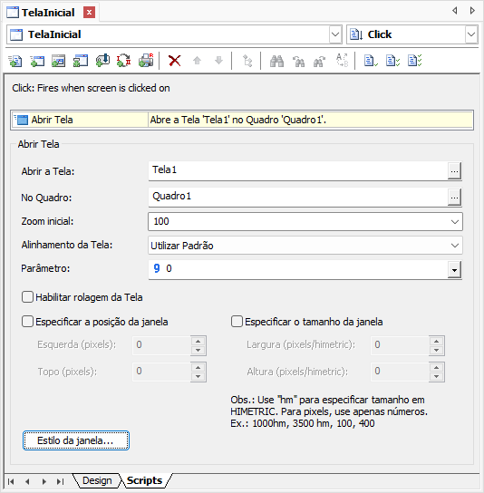 Configurações do Pick Abrir Tela Configurações do Pick Abrir Tela