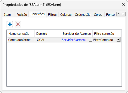 Janela de Propriedades do E3Alarm
