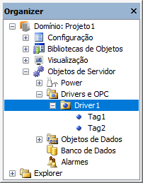 Driver1 é o objeto pai de Tag1 e de Tag2 Driver1 é o objeto pai de Tag1 e de Tag2