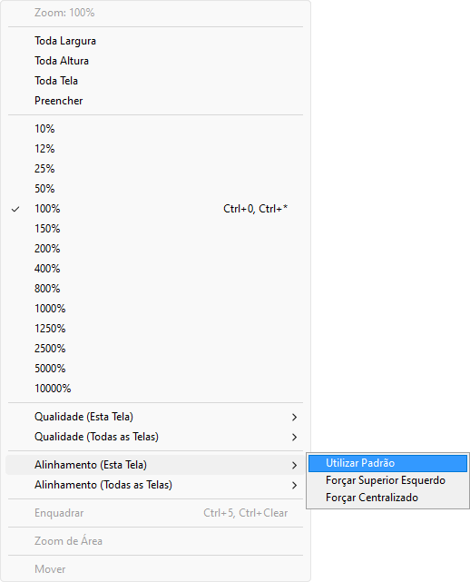 Opções da propriedade ScreenAlignment da Tela Opções da propriedade ScreenAlignment da Tela