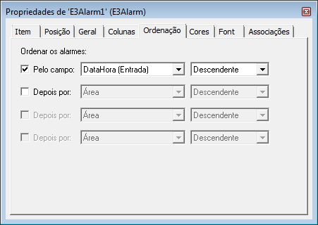Novas opções de ordenação no E3Alarm Novas opções de ordenação no E3Alarm