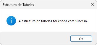 Estrutura criada com sucesso Estrutura criada com sucesso