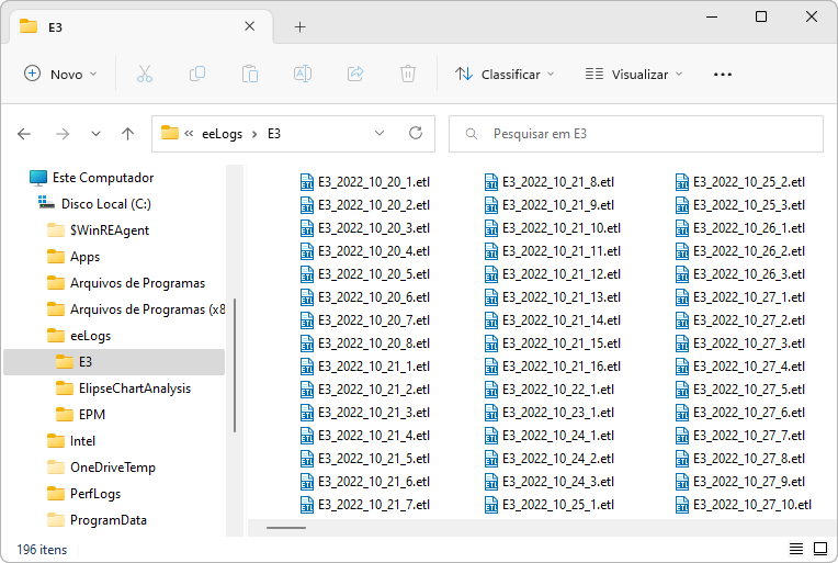 Pasta de logs do Elipse Water Pasta de logs do Elipse Water