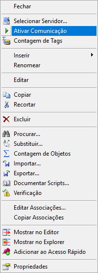 Opção Ativar Comunicação