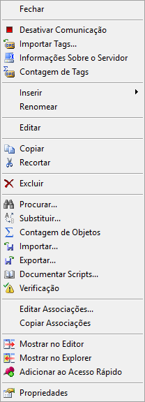 Opções habilitadas quando o Driver está ativo