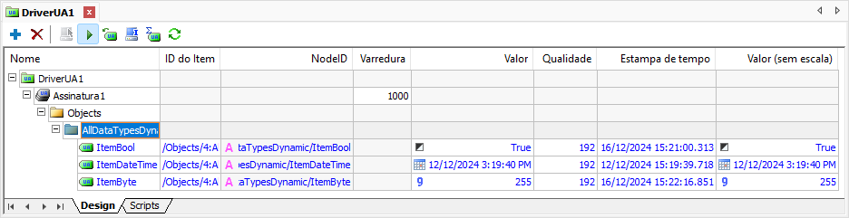 Editor de um Driver de Comunicação OPC UA Editor de um Driver de Comunicação OPC UA