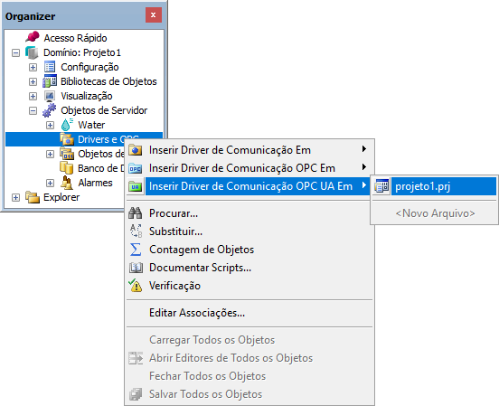 Inserindo um Driver de Comunicação OPC UA em modo Domínio Inserindo um Driver de Comunicação OPC UA em modo Domínio