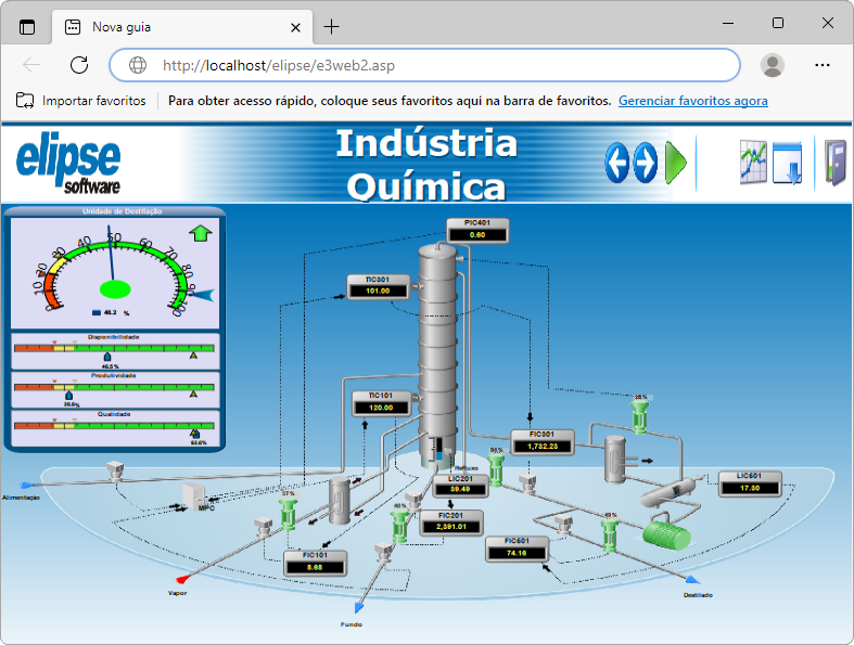 WebViewer em execução (visualização de uma aplicação)