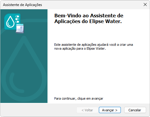 Janela inicial do Assistente de Aplicações