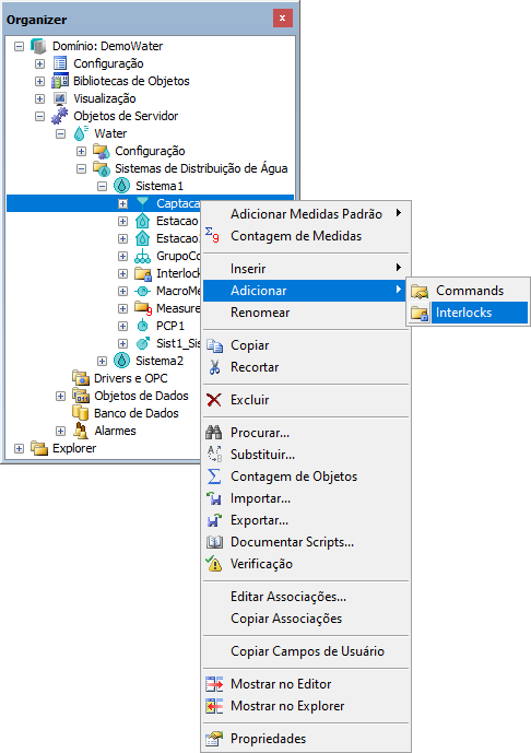 Opção Adicionar - Interlocks