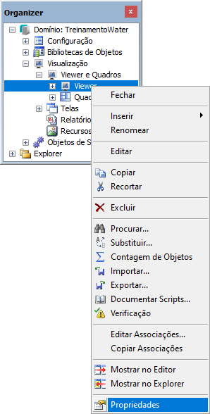Opção Propriedades do Viewer