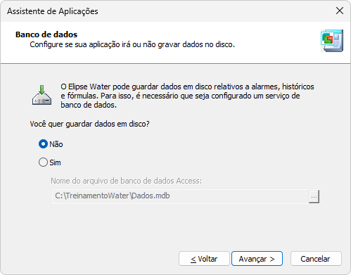 Opção de configuração de um banco de dados