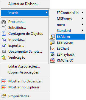 Inserindo um E3Alarm em uma Tela