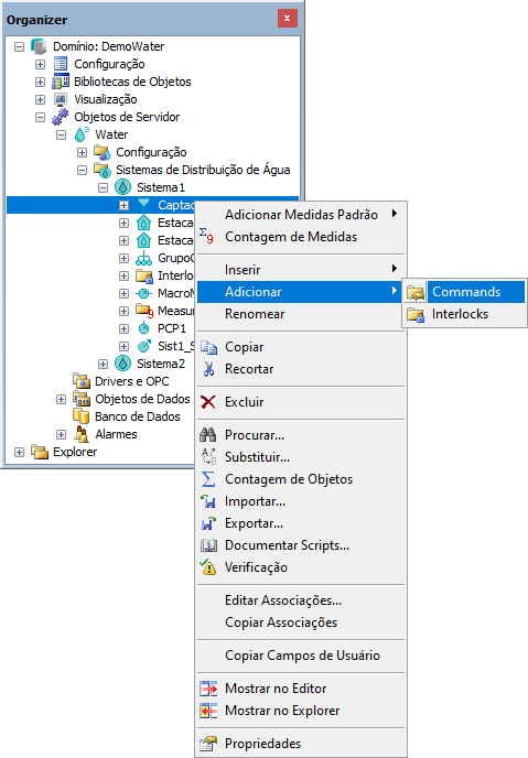 Opção Adicionar - Commands