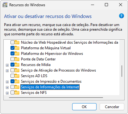 Janela Recursos do Windows Janela Recursos do Windows