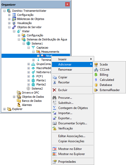 Opção de adicionar uma Fonte de Medida