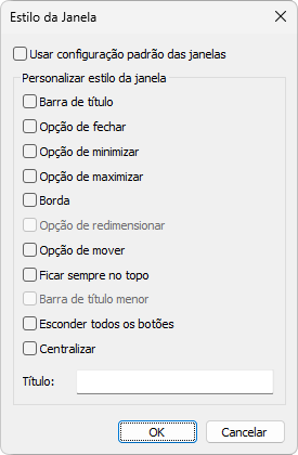Caixa de diálogo Estilo da janela Caixa de diálogo Estilo da janela