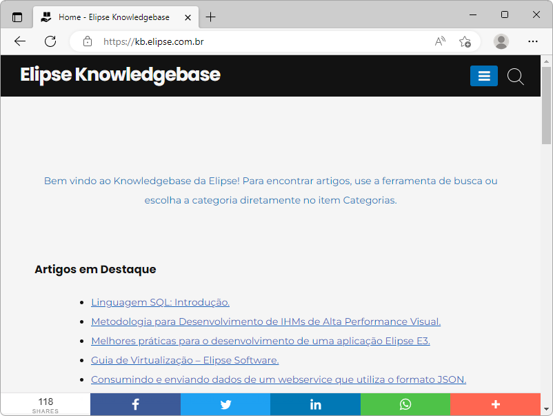 Página inicial do Elipse Knowledgebase Página inicial do Elipse Knowledgebase